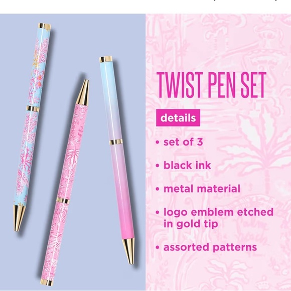 Lilly Pulitzer Pink, Purple, and Blue Pen Trio - Picture 3 of 6